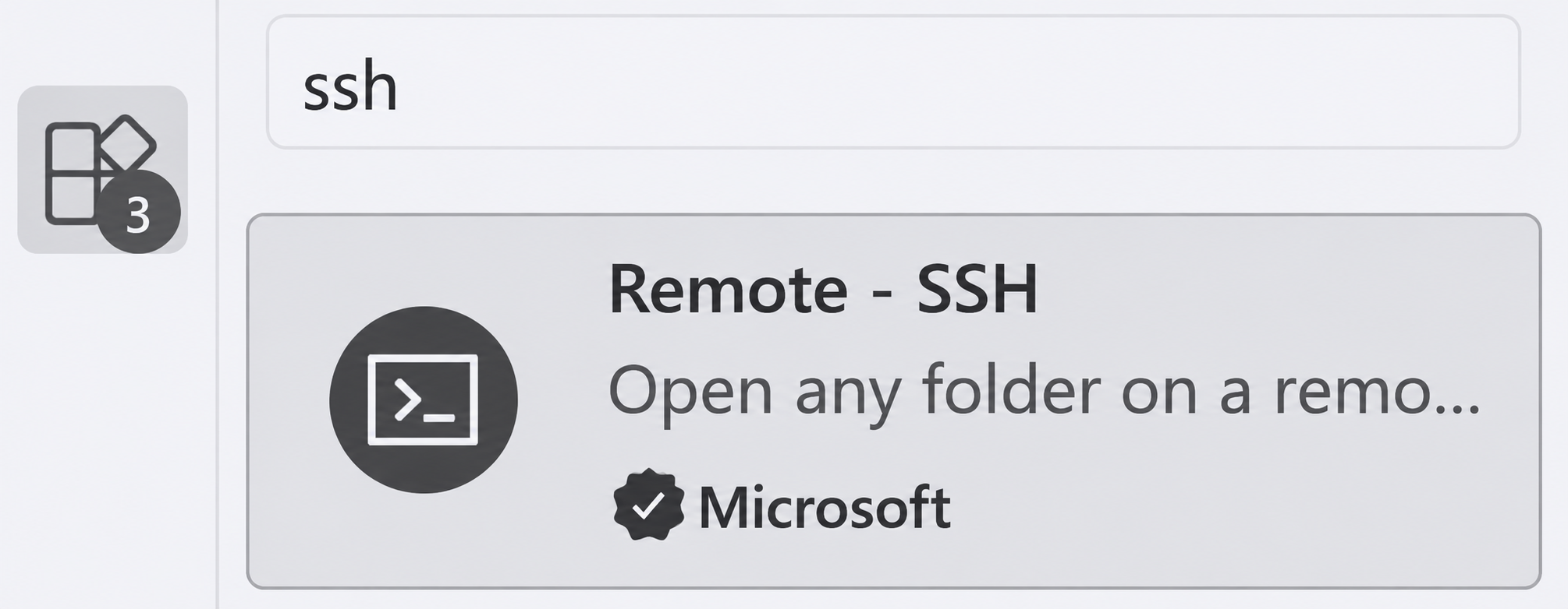 Remote - SSH: результат поиска в расширениях VS Code